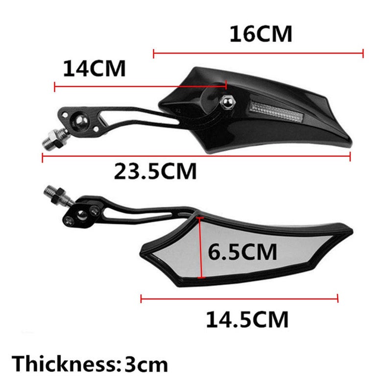 ESUPPORT Black Universal Motorcycle Motorbike Bike 8mm 10mm Rear View Side Mirror Scooter ATV - Image 2